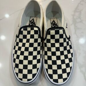 Vans Black and Cream Checkerboard Slip-Ons